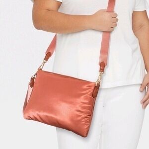 A *pop* of color - Coral Satin Crossbody Bag